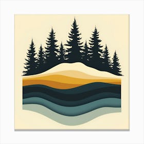 A design with layers of forest silhouettes. 1 Canvas Print