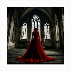 Gothic Woman In Red Dress Canvas Print