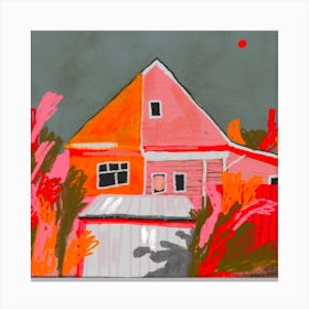 Pink House Square Canvas Print