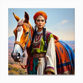 Amazigh Woman with Horse Canvas Print