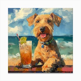 Dog At The Beach Bar Canvas Print