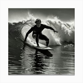 Black And White Surfer 9 Canvas Print