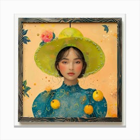 Girl In A Yellow Hat Canvas Print