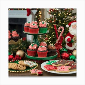 A Christmas Themed Dessert Table With Ch Zrlh5sr4sdk Gikt1d17g Fdkwmj9 Qi Ldlw3l413rq Canvas Print