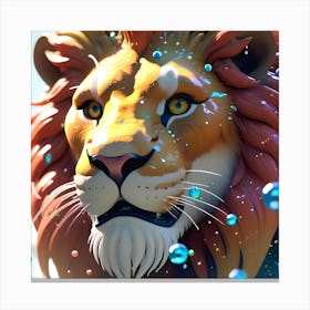 Lion With Bubbles 3 Canvas Print