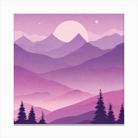 Misty mountains background in purple tone 86 Canvas Print