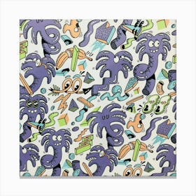 Purple Orange Green Blue Cartoon Canvas Print