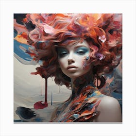 A beautiful woman with gorgeous, flowery hair Canvas Print