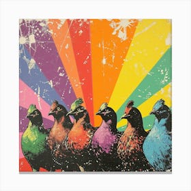 Rainbow Retro Bird Collage Canvas Print