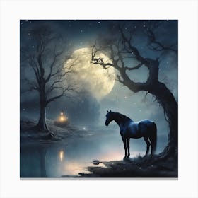 Horse In The Moonlight 1 Canvas Print