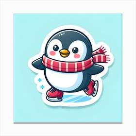 Penguin Ice Skating Canvas Print