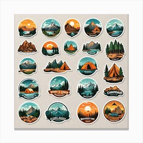 Camping Sticker Set Canvas Print