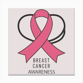 Women Breast Cancer Awareness background with brassiere Calligraphy in Pink Ribbon international symbol for month October suitable for clipart and poster and wall art 7 Canvas Print