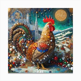 A Rooster in the Style of Collage 2 Canvas Print