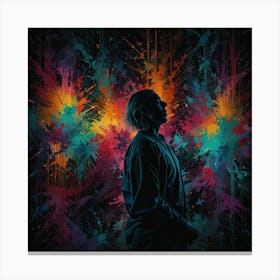 Man Standing In Front Of Colorful Paint Canvas Print