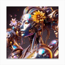 Robots And Flowers Canvas Print