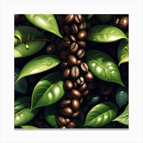 Coffee Beans And Leaves 3 Canvas Print