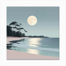 Full Moon On The Beach Canvas Print