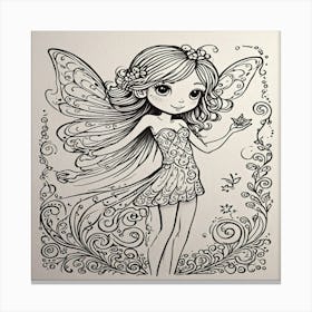 Fairy Coloring Page Canvas Print