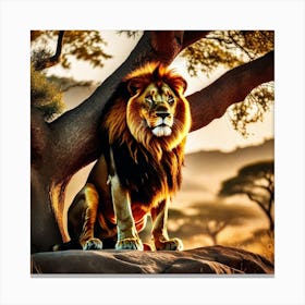 Lion In The Savannah 30 Canvas Print