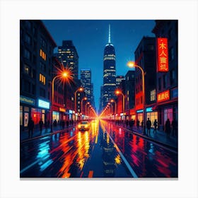 Hong Kong City At Night 1 Canvas Print