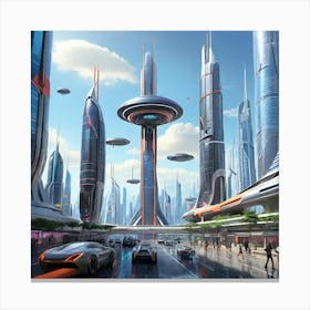 Futuristic Cityscape Art print Canvas Print