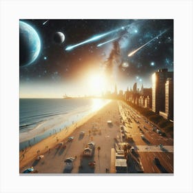 Spaceships In The Sky - Futuristic Art Canvas Print