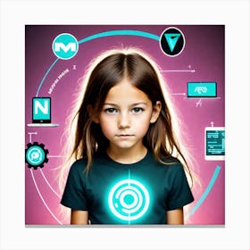 Girl With A Smart Phone Canvas Print