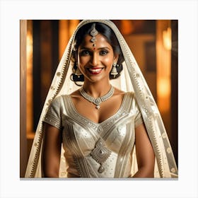 Indian Brides Wedding Gown Cubism Style Canvas Print