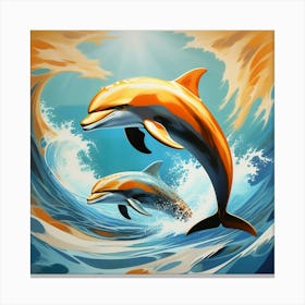 Abstract modernist Pair of dolphins 1 Canvas Print