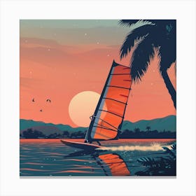 Sunset Sailboat Canvas Print