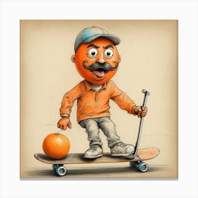 Orange Skateboarder 1 Canvas Print