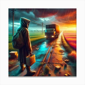 Man On A Road Canvas Print