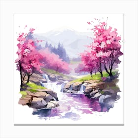 Watercolor Cherry Blossoms Canvas Print