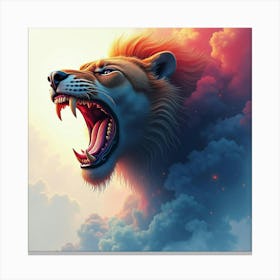 Titan S Roar Echoing In A Colorful Watercolor Storm 1 Canvas Print