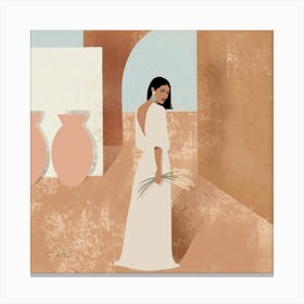 Woman In A White Dress Canvas Print