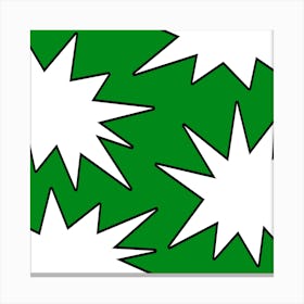 Green And White Starbursts Canvas Print