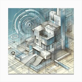 Futuristic Architecture Abstract Painting Canvas Print