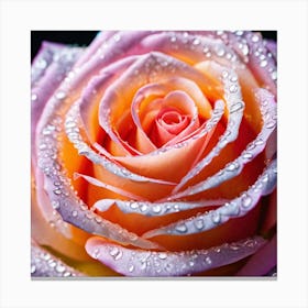Pink Rose With Water Droplets 8 Canvas Print