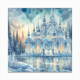 Winter Fairytale Castle Canvas Print