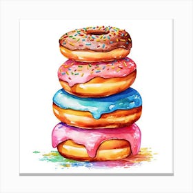 Stack Of Rainbow Donuts Canvas Print