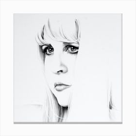 Stevie Nicks Fleetwood Mac Pencil Drawing Portrait Minimal Black and White Canvas Print