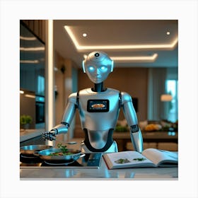 Leonardo Phoenix 10 A Sleek Silver And Minimalist Robot With G 1 Canvas Print