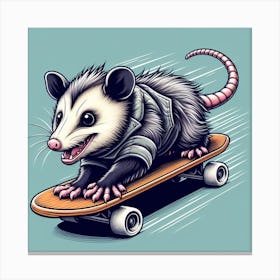 Opossum Skateboarding Canvas Print