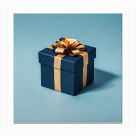 Gift Box On Blue Background 2 Canvas Print