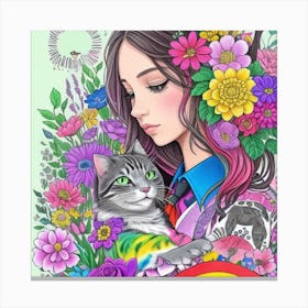 Cat and girl charm 11 Canvas Print