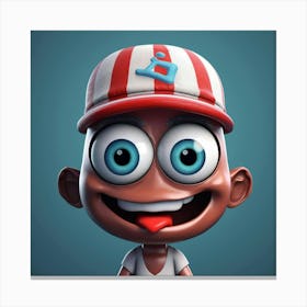 Cartoon Boy In A Baseball Cap Canvas Print