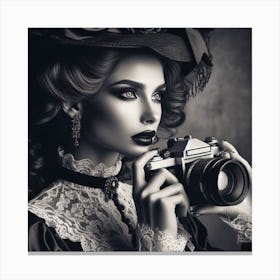 Victorian Woman With Camera Canvas Print