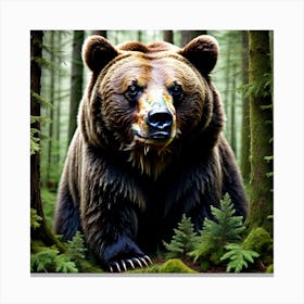 Brown Bear In The Forest 16 Canvas Print