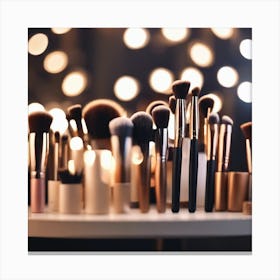 Make Up Brushes and beauty  Canvas Print